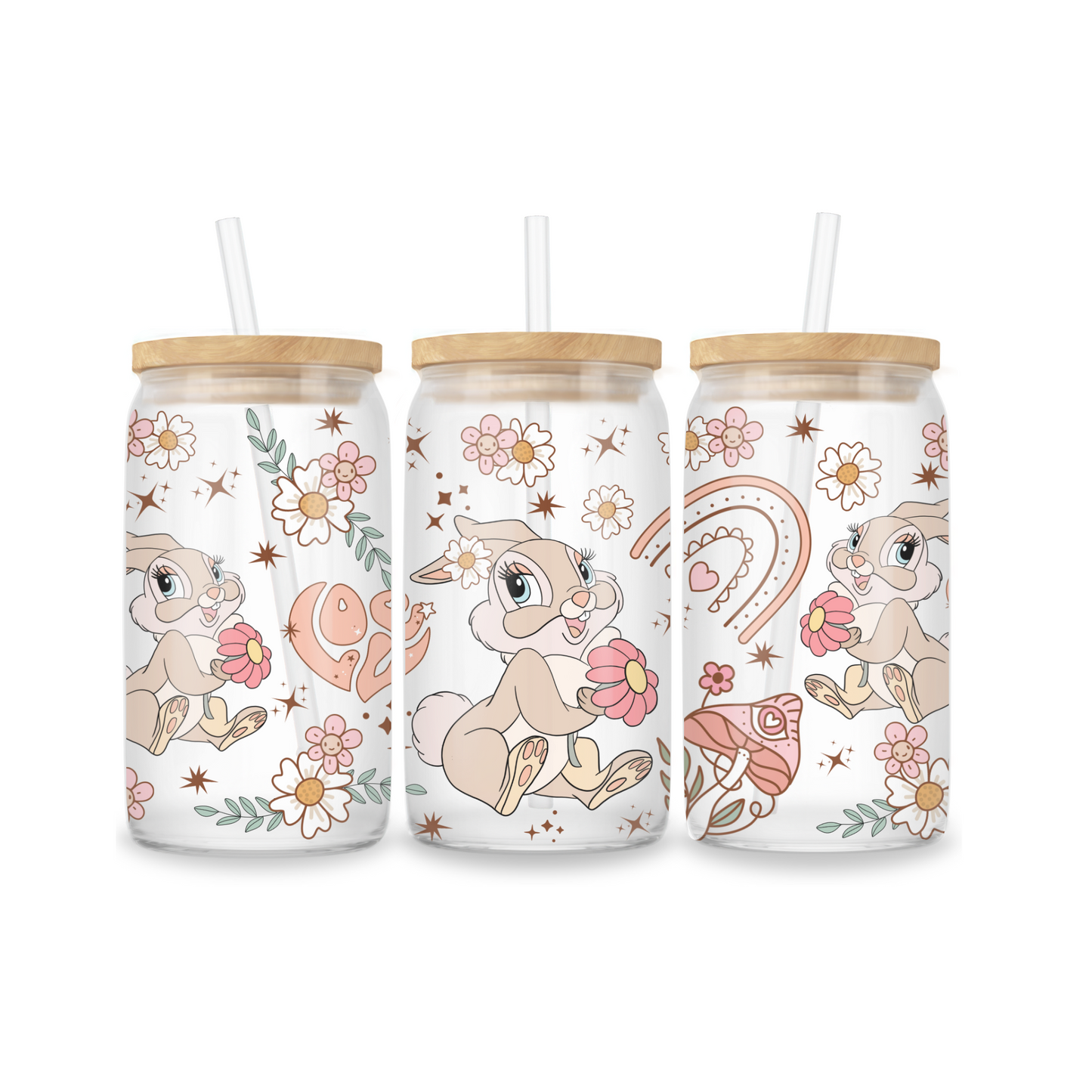 Glazen drinkbeker - Spring Bunny