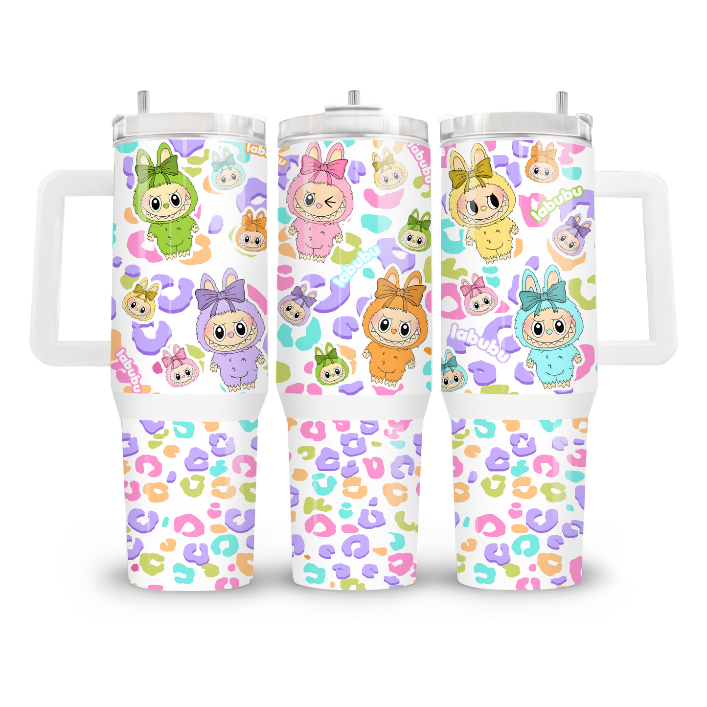 40oz tumbler met handvat - Labubu