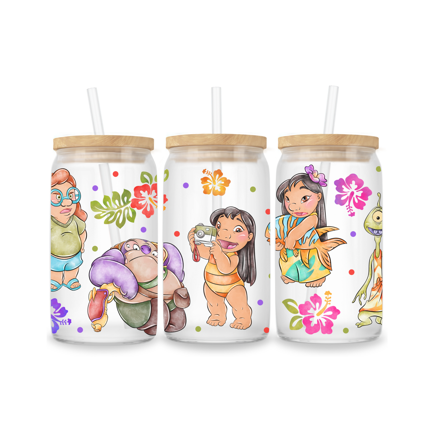 Glazen drinkbeker - Stitch en Lilo