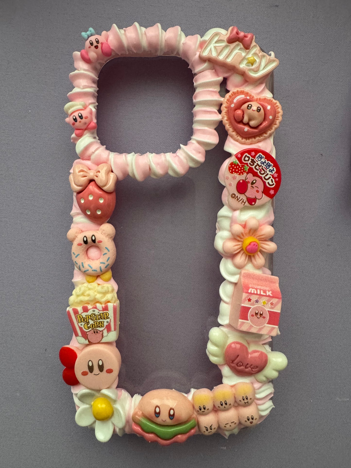 Luxe Kawaii Decoden Telefoonhoesje – Kirby Pink 🎀