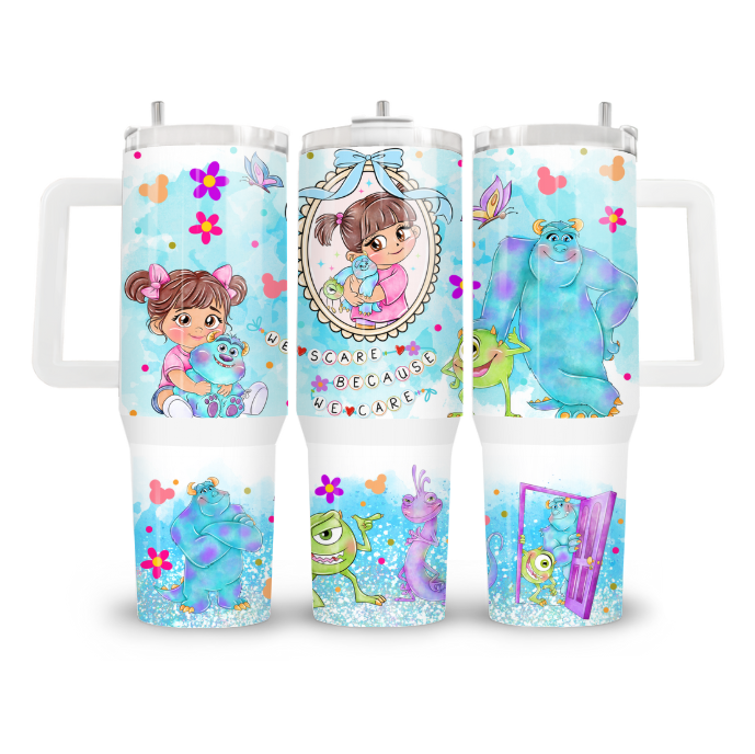 40oz tumbler met handvat - Cute Monsters