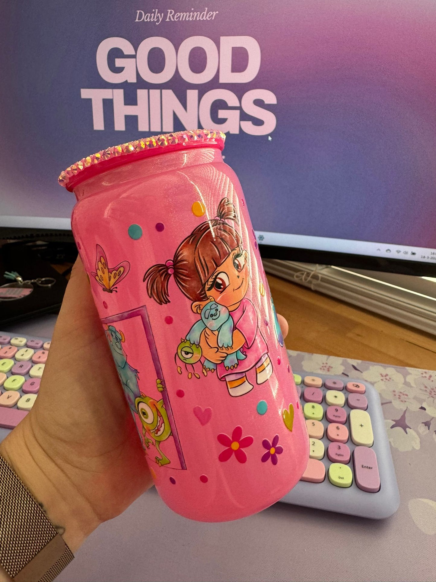Glazen drinkbeker - Cute Monster