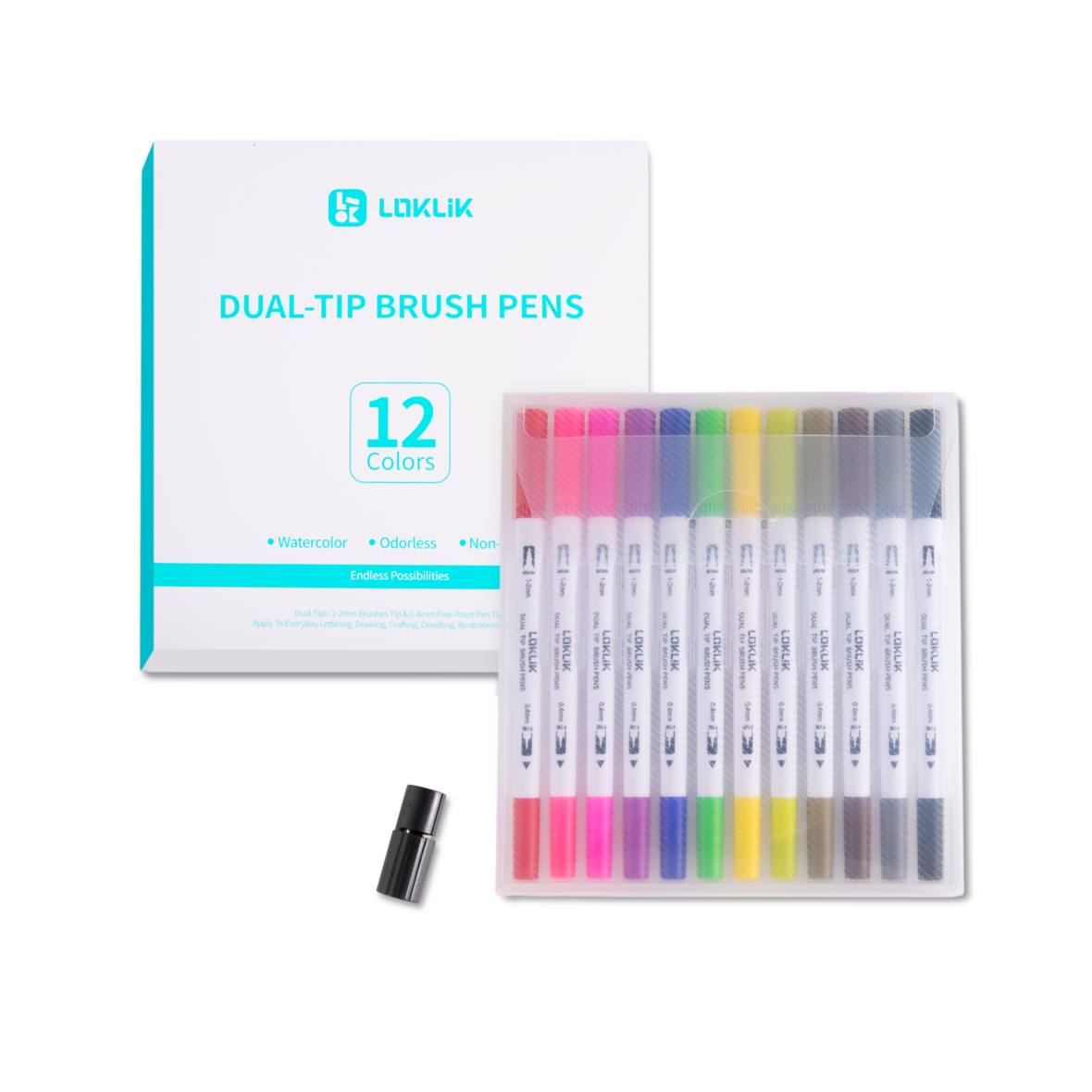 LOKLiK Double Tip Brush Pens - 12 Colors