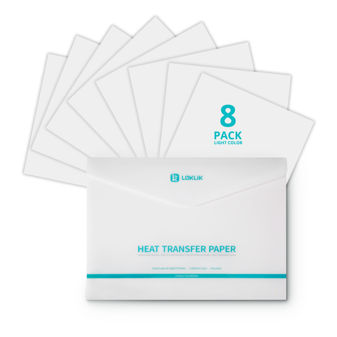 LOKLiK transfer paper - light fabrics - 8 sheets