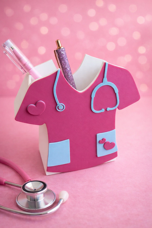 3D Geprinte Pennenhouder Nurse – Roze Bureau Organizer