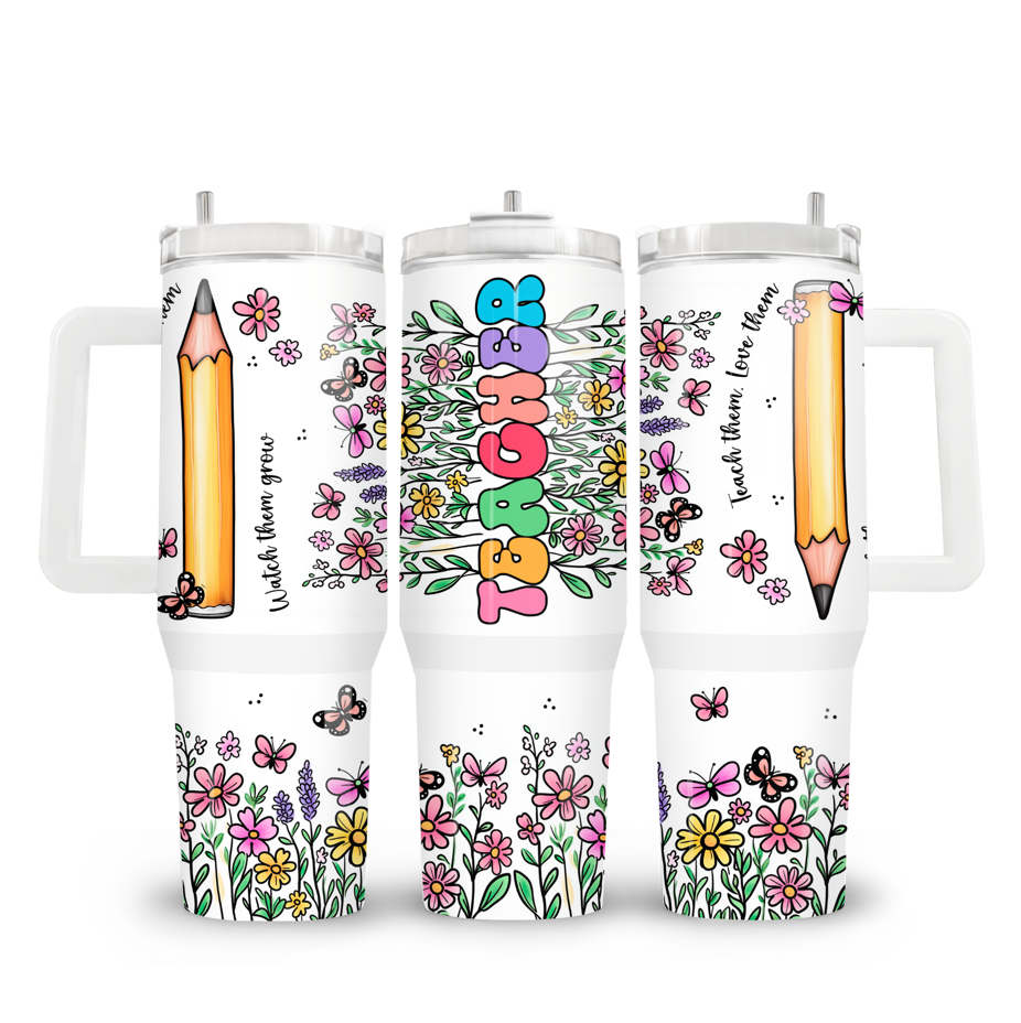 40oz tumbler met handvat - Leraar Juf/Meester