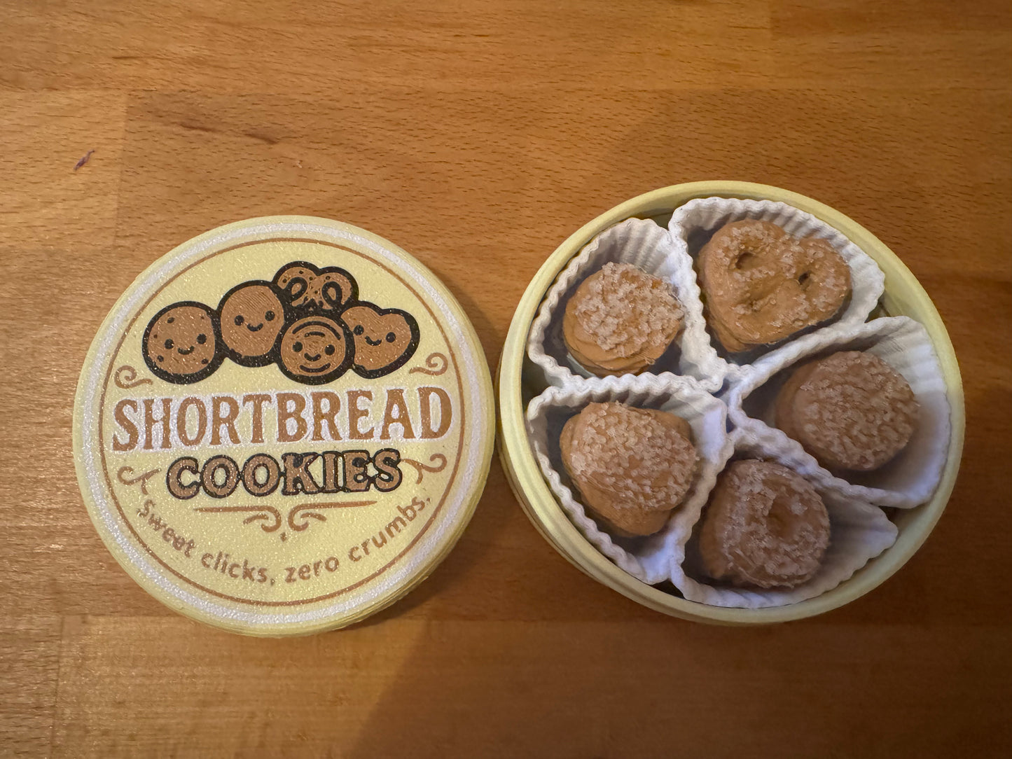 3D Geprint Koektrommeltje met Fidget Clickers – Shortbread Style