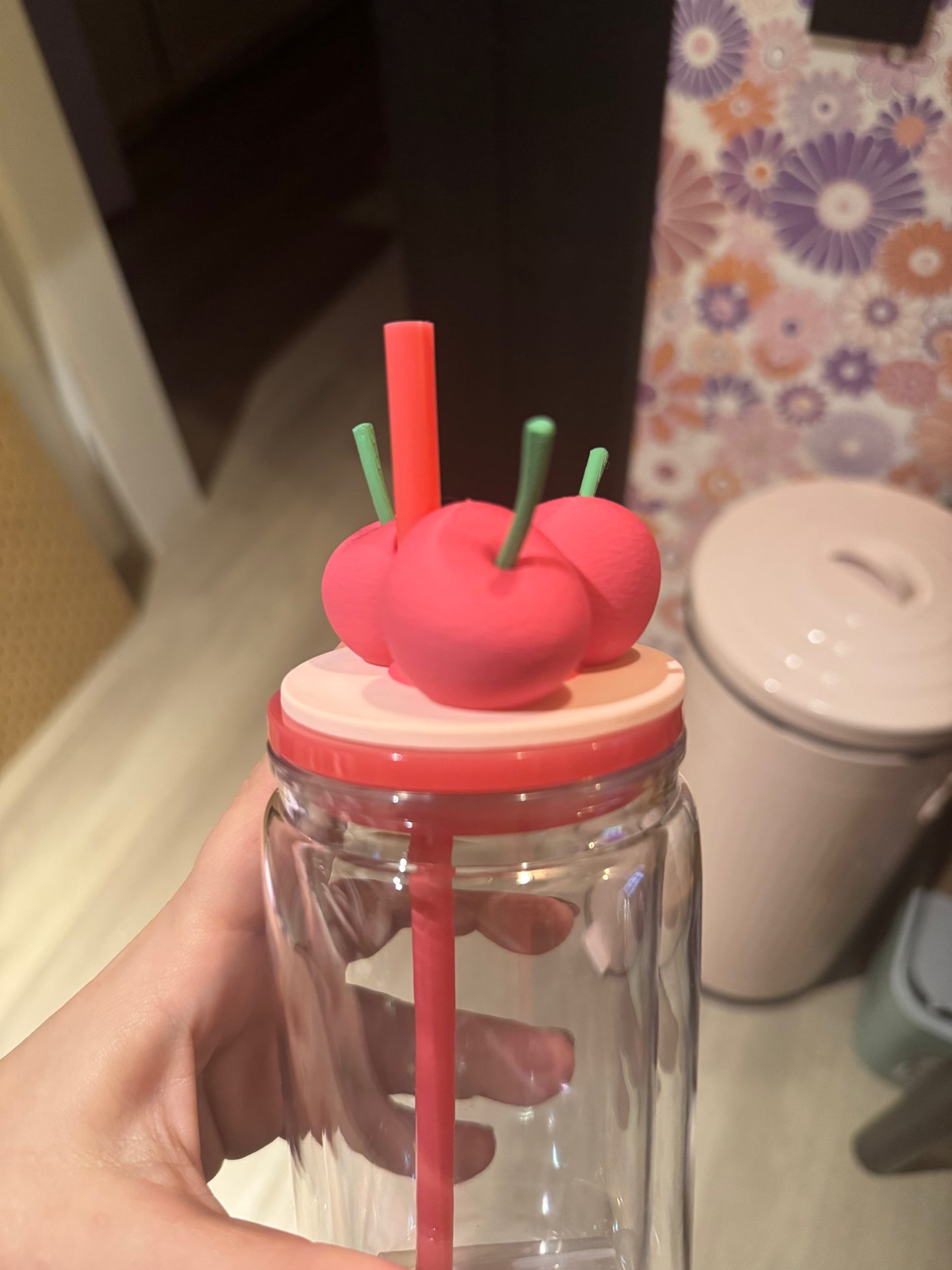 🍒 Kersen Topper voor 16oz Libby Glass – 3D Geprint 🍒