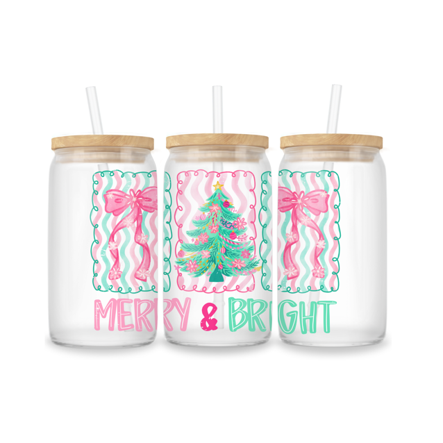 Glazen drinkbeker - Merry & Bright
