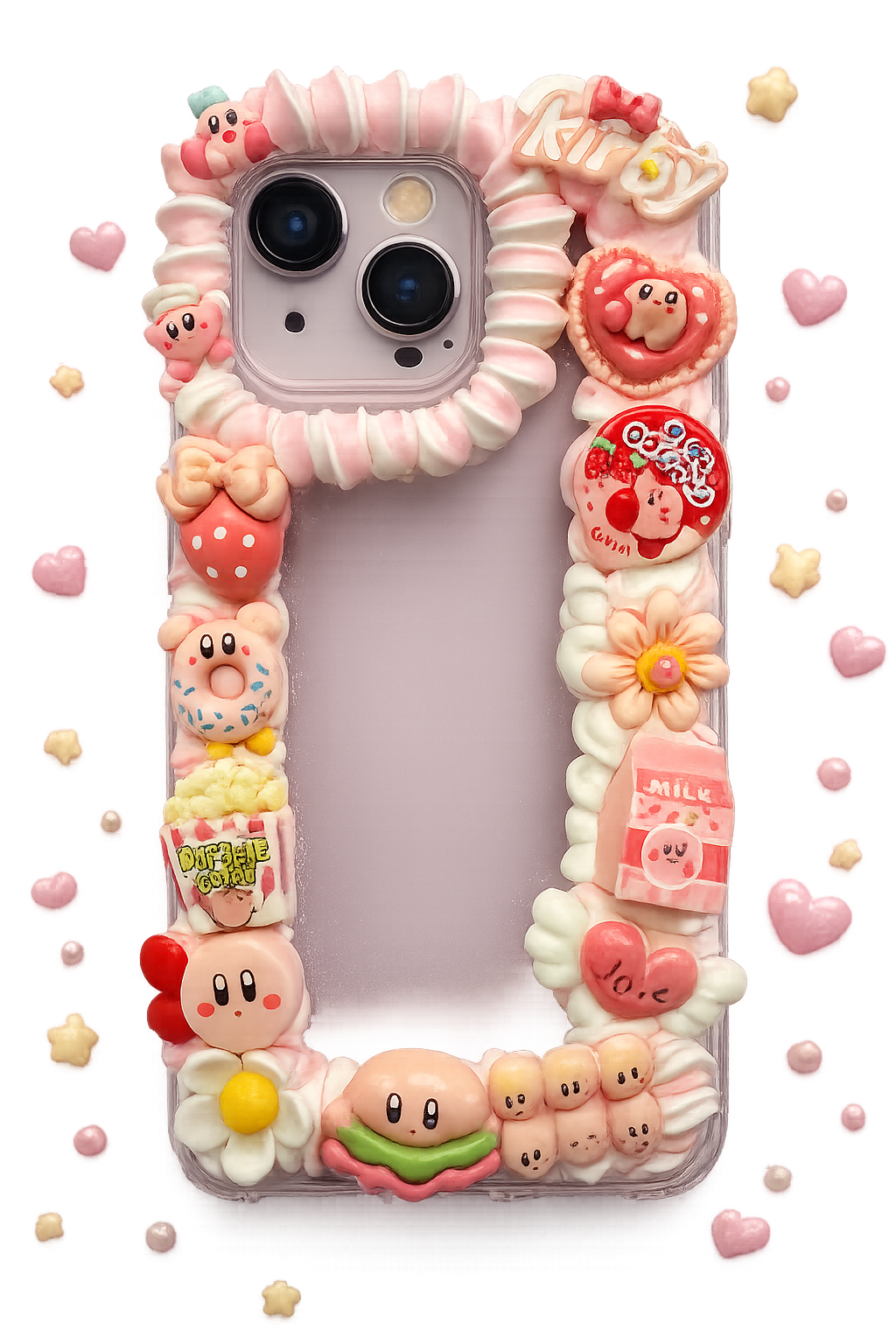 Luxe Kawaii Decoden Telefoonhoesje – Kirby Pink 🎀
