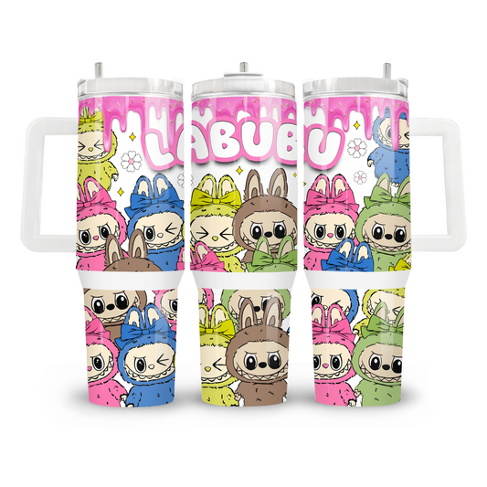 40oz tumbler met handvat - Labubu