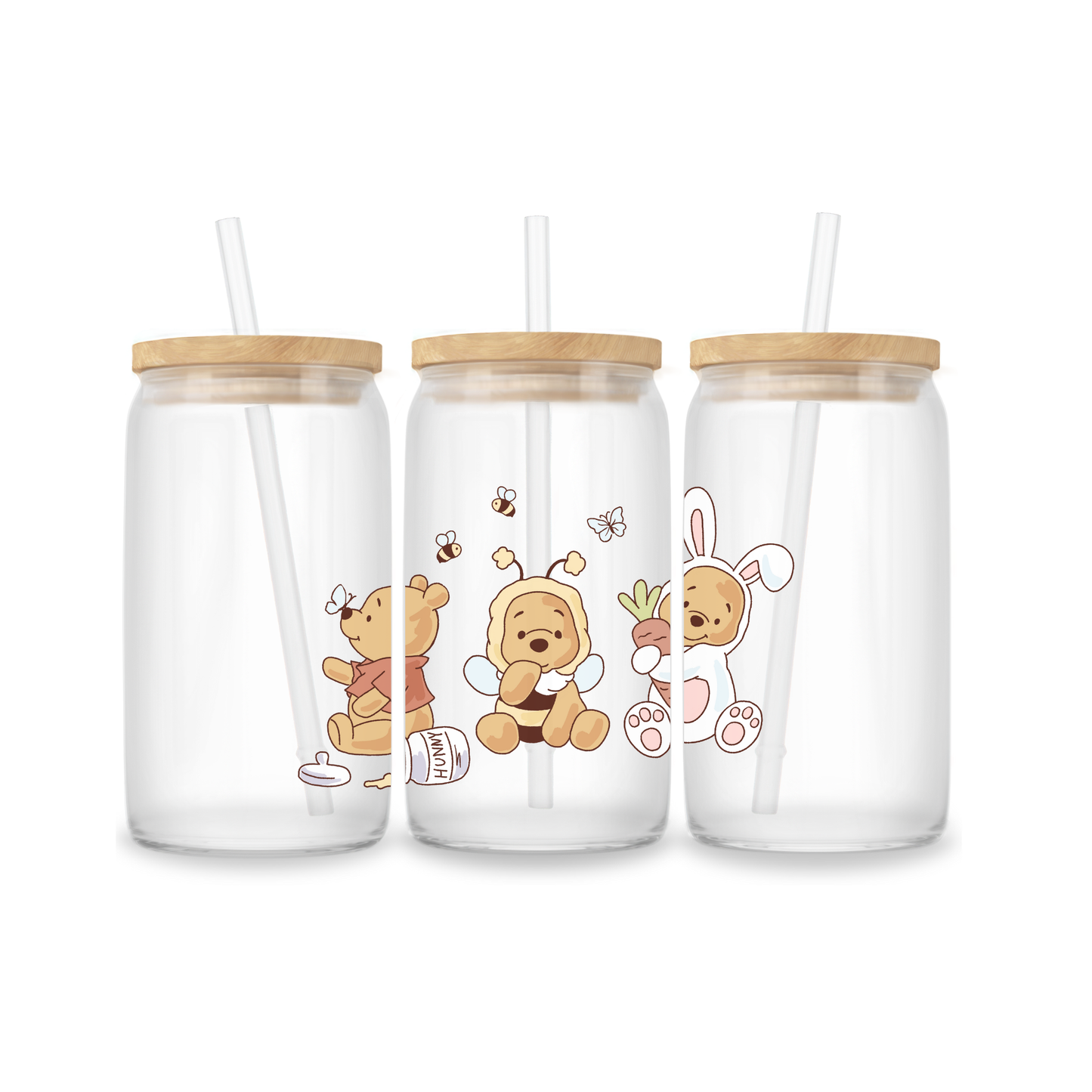 Glazen Iced Coffee Cup 16oz - Pooh