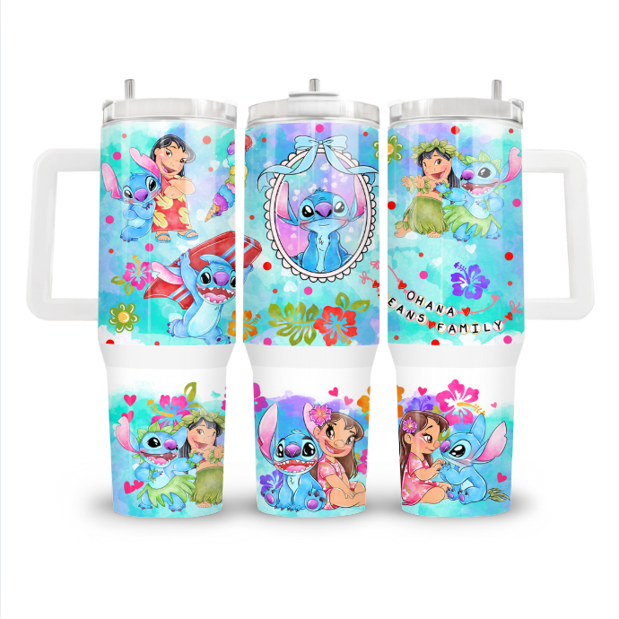 40oz tumbler met handvat - Stitch