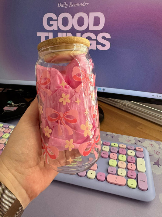 Glazen drinkbeker - Strikjes