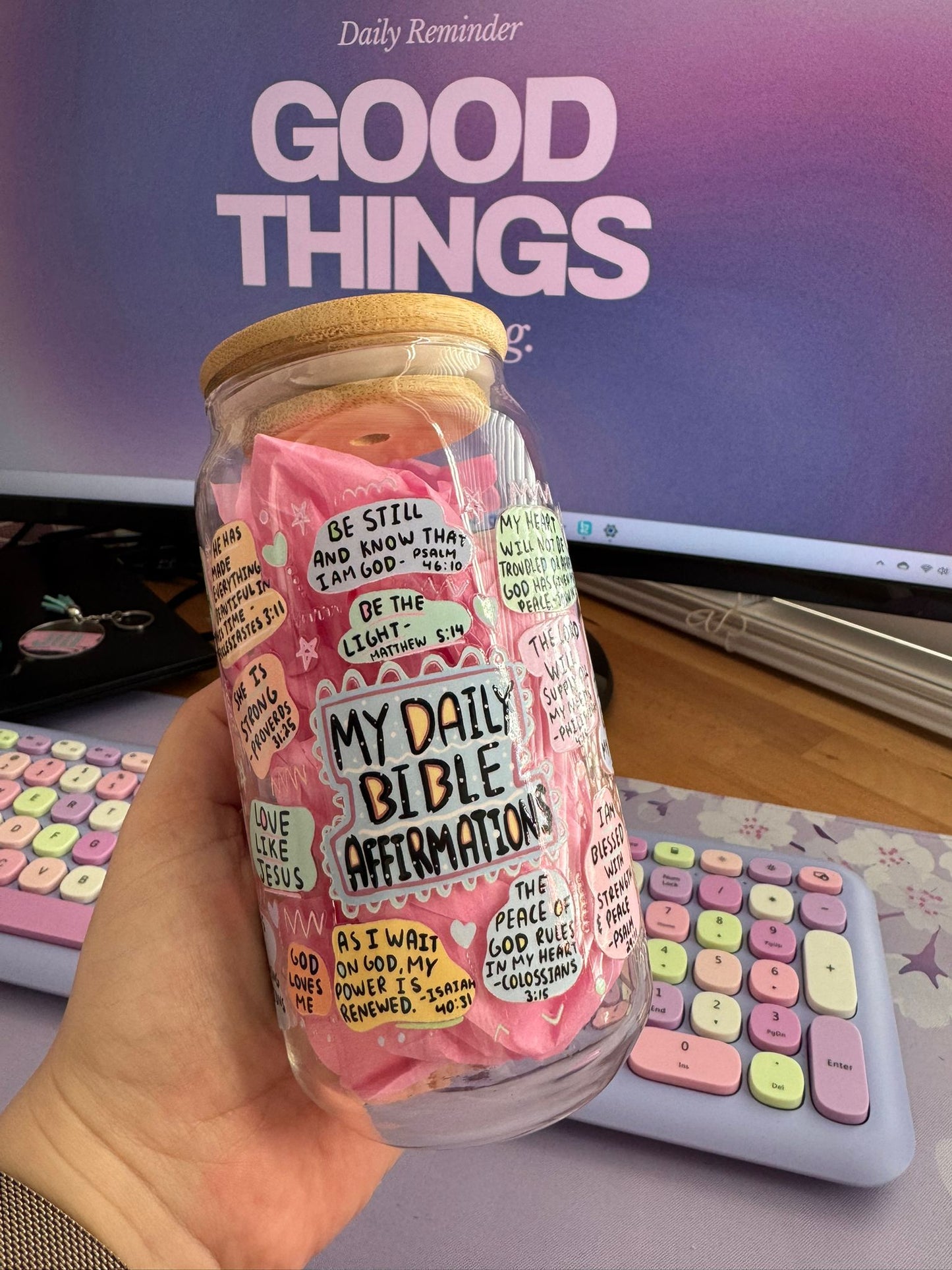 Glazen drinkbeker - My Daily Bible Affirmations