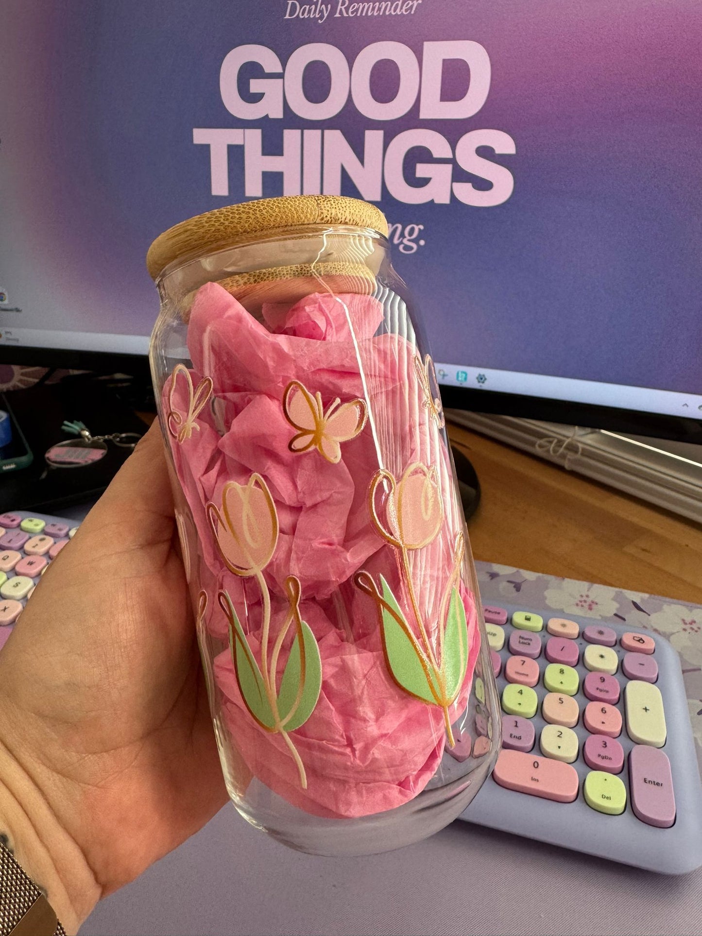 Glazen drinkbeker - Tulpen