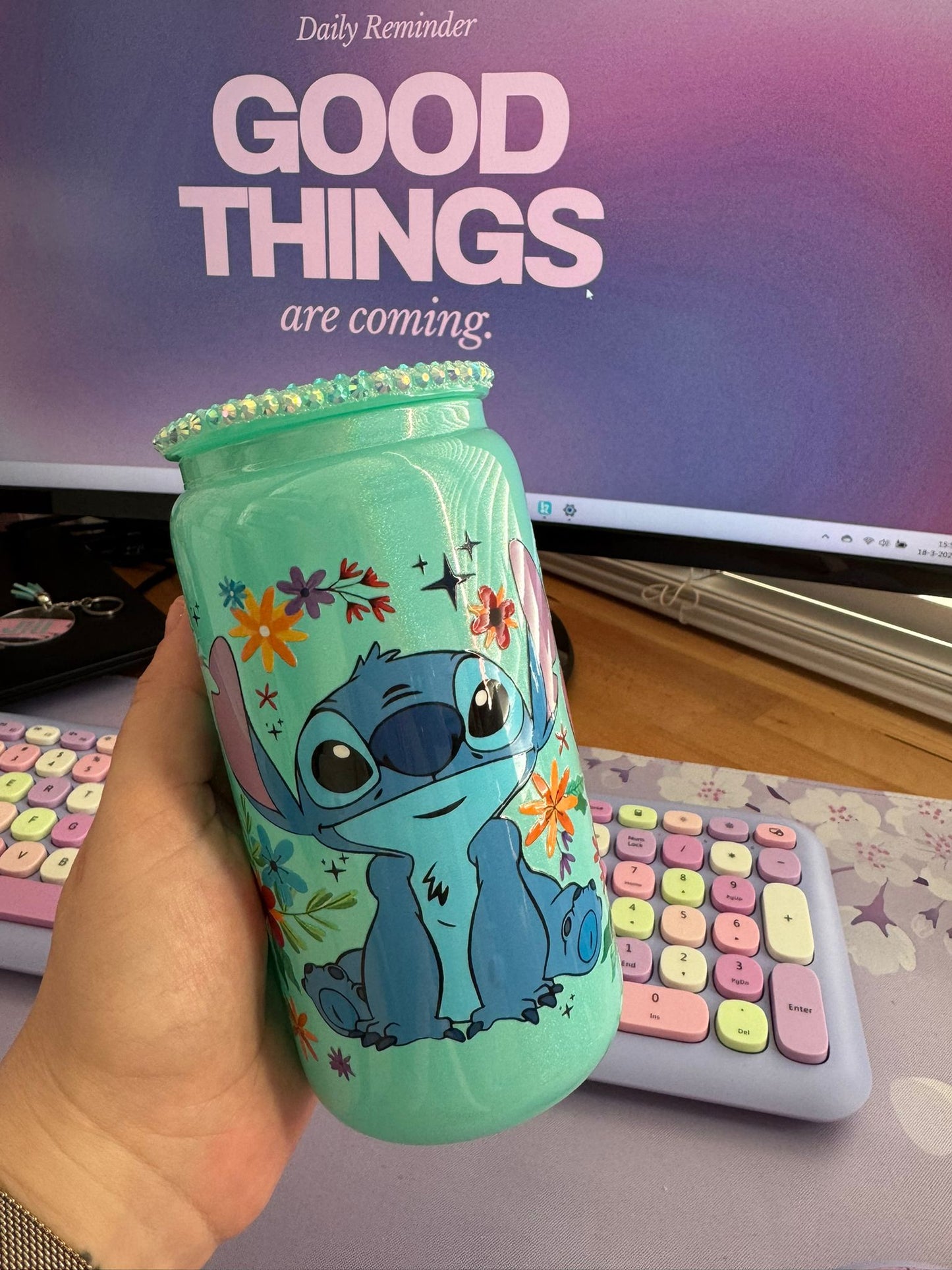Glazen drinkbeker - Stitch