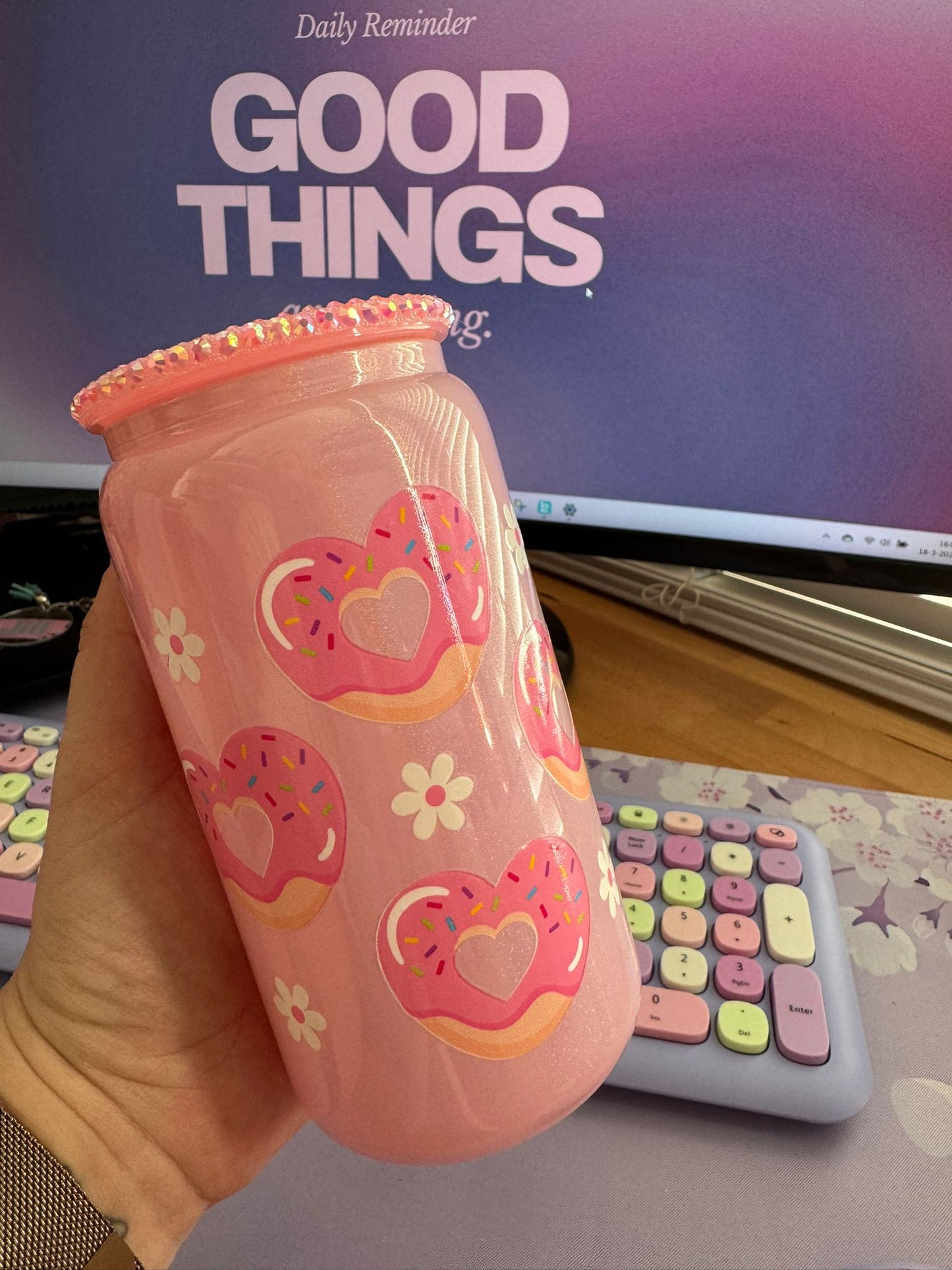 Glazen drinkbeker - Donuts