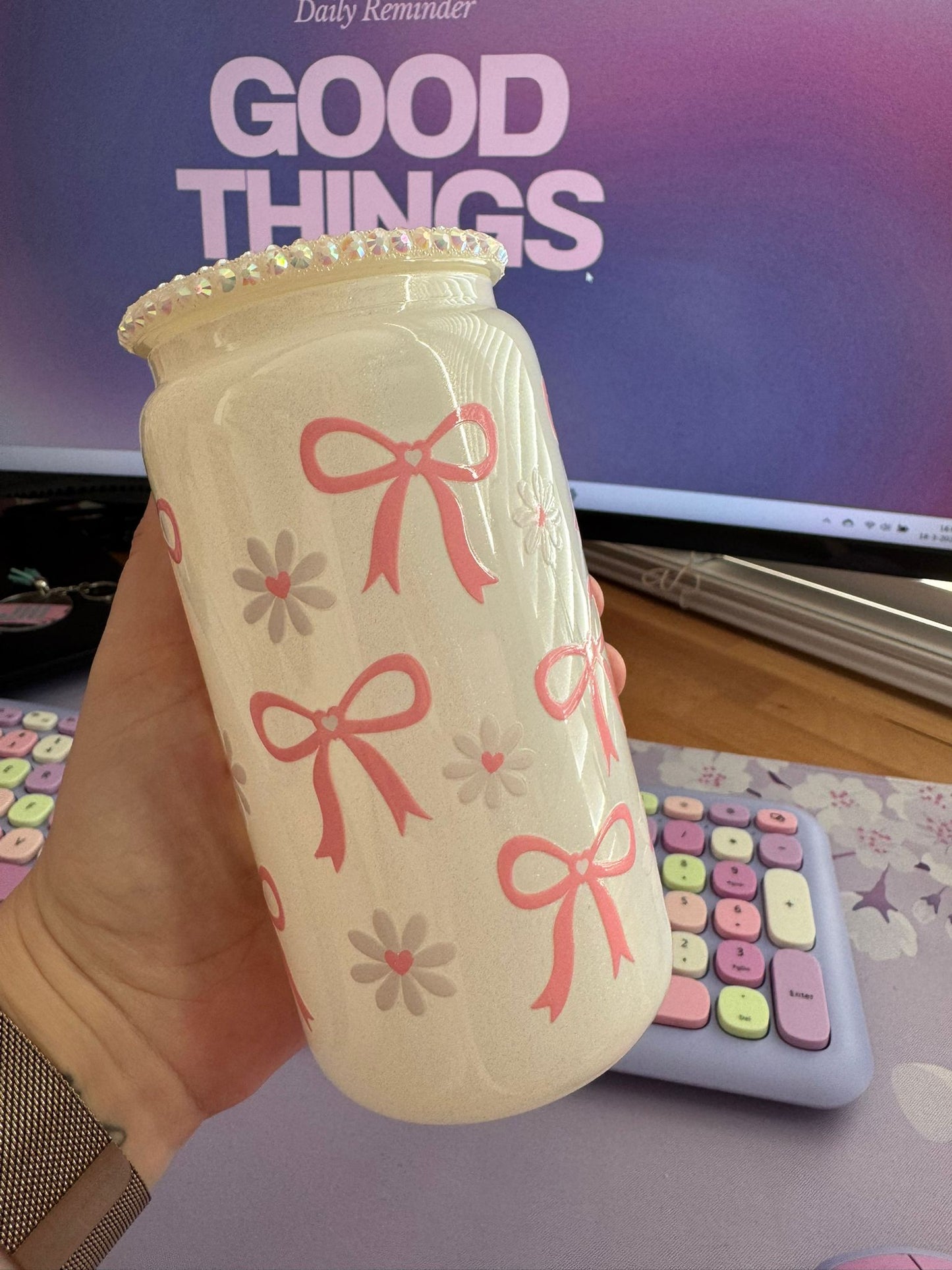 Glazen drinkbeker - Strikjes