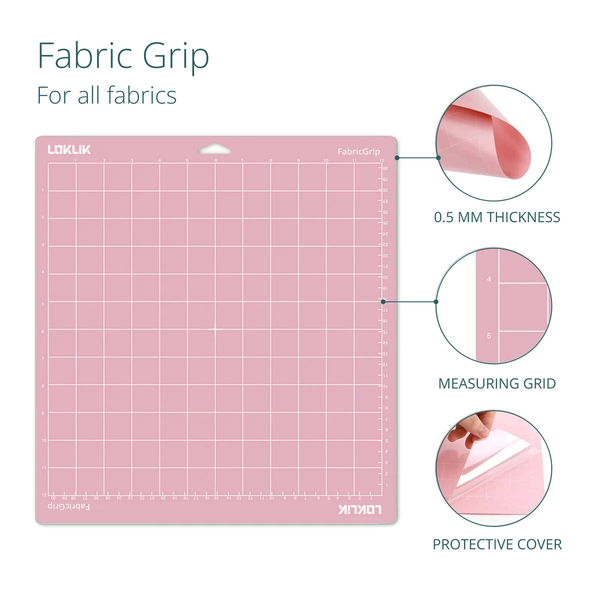 LOKLiK Cutting Mat 3 Pieces - Pink Fabric Stitching