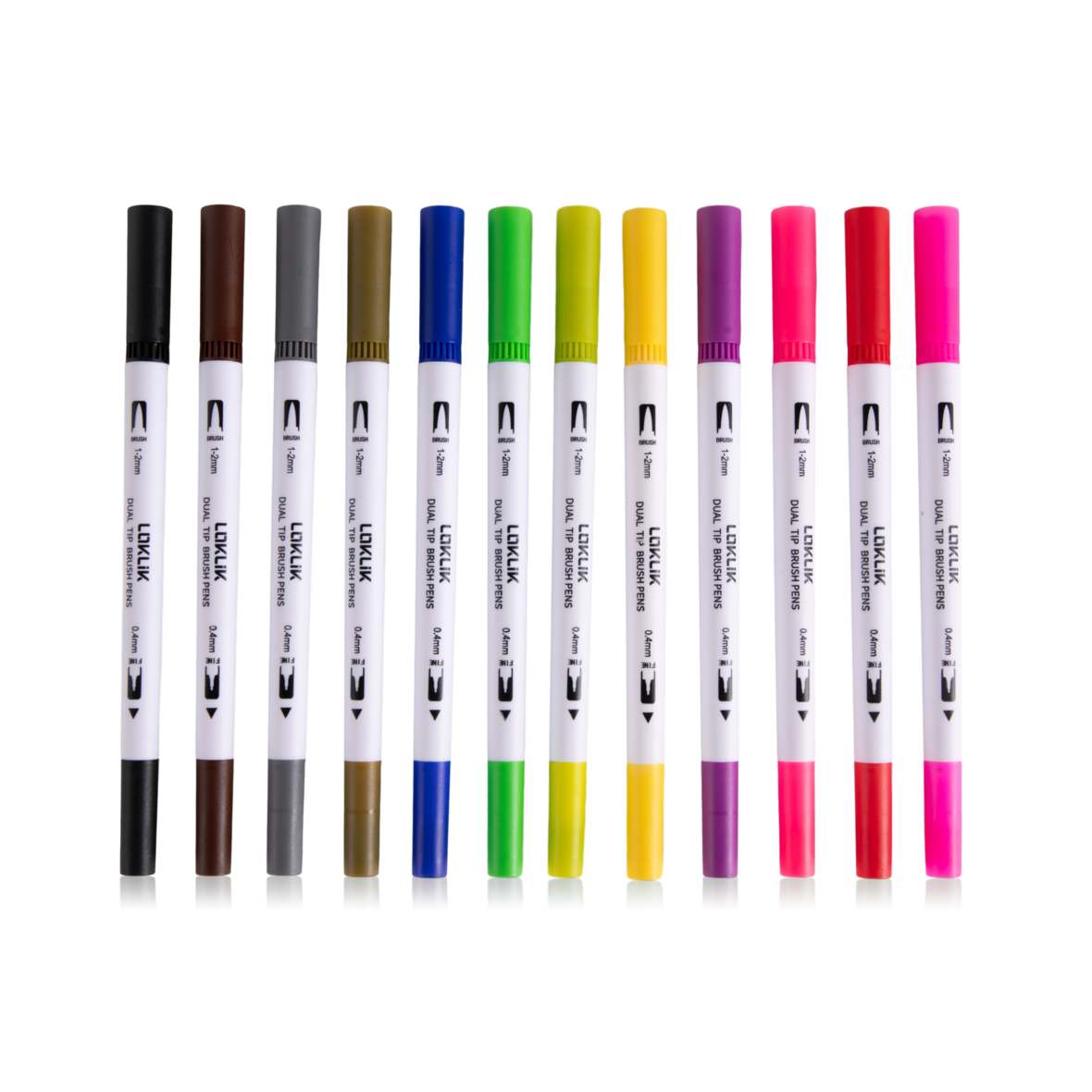 LOKLiK Double Tip Brush Pens - 12 Colors